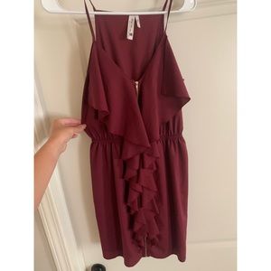Maroon dress with supper detail down the front